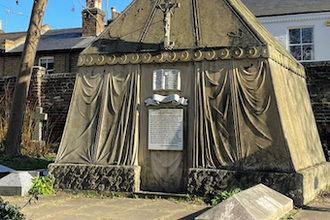 The Burton Mausoleum designed in the style of the  tent the Burtons used on their travels