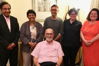 Fr Kane with the Landings team at Farm Street Church after his training session with them