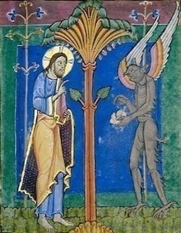 Saint Alban's Psalter - Temptation of Christ - Wiki Image