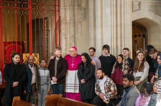 Archbishop John Wilson with some candidates and their sponsors at St George's Cathedral. Credit: Archdiocese of Southwark