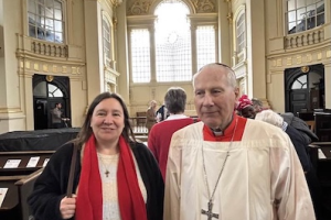 Cardinal Fitzgerald with Colette Joyce from Westminster J&P. Image ICN/JS