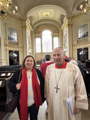 Cardinal Fitzgerald with Colette Joyce from Westminster J&P. Image ICN/JS