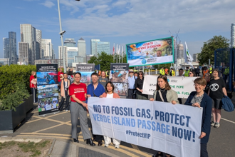 Campaigners outside HSBC AGM today