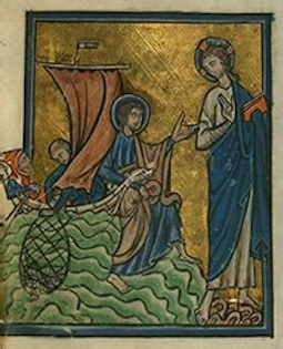 William de Brailes - Christ Appears at Lake Tiberias - Wiki image