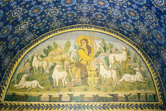 The Good Shepherd,  Mausoleo di Galla Placidia,  Ravenna, Italy,  425AD  © Alamy / Christian Art