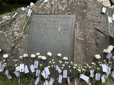 Conscientious Objectors memorial in Tavistock Square yesterday - covered in names of COs from around the world after yesterday's service