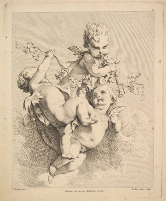 Three Cupids Playing with Vine Branches, by Louis Félix de la Rue, after François Boucher © Metropolitan Museum, NY