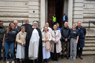 Campaigners gathered at the UK Treasury