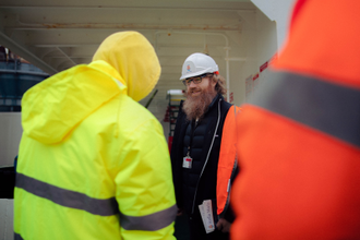 Stella Maris chaplain with seafarers