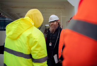 Stella Maris chaplain with seafarers