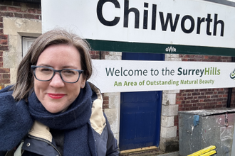 Shemaiah Gonzalez at Chilworth railway station