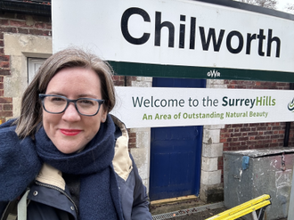 Shemaiah Gonzalez at Chilworth railway station