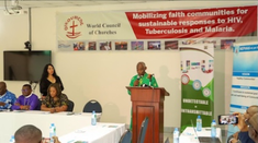 Canon Gideon Byamugisha speaking during the conference. Photo: AHF Kenya