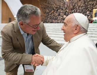 Austen Ivereigh with Pope Francis -  Image; Osservatore Romano.