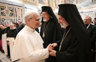 Pope greets participants