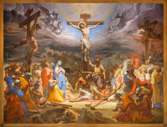 The fresco of Crucifixion, in the church San Girolamo dei Croati, by Pietro Gagliardi © Alamy