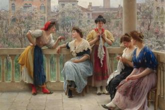 The Conversation on a Terrace in Venice, by Eugène de Blaas, 1909  © Wikimedia Commons