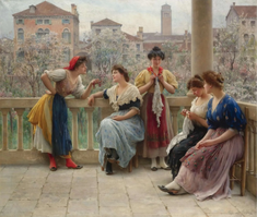The Conversation on a Terrace in Venice, by Eugène de Blaas, 1909  © Wikimedia Commons
