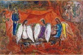 Abraham and Three Angels by Marc Chagall  - 1966 Wiki Image