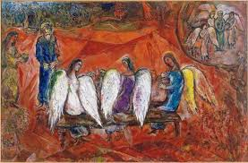 Abraham and Three Angels by Marc Chagall - 1966 Wiki Image