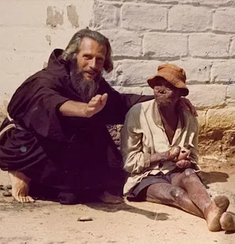 John Bradburne with patient at Mutemwa