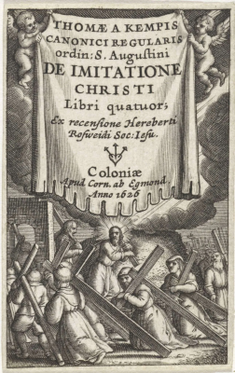 Title page for De Imitatione Christi, by Thomas à Kempis, 1626 edition,  by Cornelis van Egmond & Willem Janszoon Blaeu, Amsterdam & Cologne