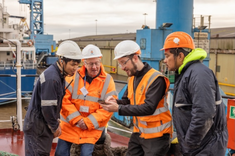 Chaplain visits with crew