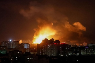 Russian drone and missile strike in Kyiv