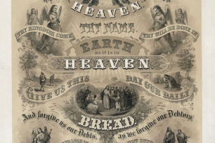 Our father who Art in Heaven, Print with biblical scenes, 1876,  published by HMCrider, York; Horn & Co Engravers, Baltimore  © Alamy