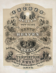 Our father who Art in Heaven, Print with biblical scenes, 1876,  published by HMCrider, York; Horn & Co Engravers, Baltimore  © Alamy