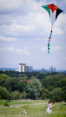 Kite over London skyline