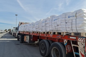 Aid trucks unable to enter Gaza.  Image WFP