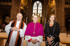 L-R Canon Rev Stuart Haynes, Archbishop John Sherrington, CEO of All Saints Multi Academy Trust, Heather Duggan at the service