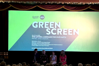 L-R: former Irish President Mary Robinson, film director Nicolas Brown;  Bianca Pitt from She Changes Climate, with Lorna Gold, Executive Director of the Laudato Si' Movement