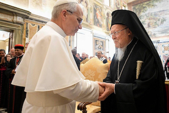 Pope Leo with Ecumenical Patriarch Bartholomew I of Constantinople @Vatican Media