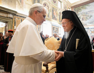 Pope Leo with Ecumenical Patriarch Bartholomew I of Constantinople @Vatican Media