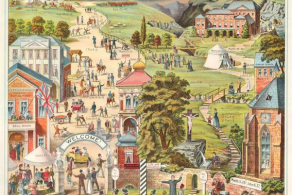 "The Broad and the Narrow Way", English version of the German pietist image 'Der schmale und der breite Weg',  anonymous artist, published by Gawin Kirkham, printed by Headly Brothers, 1883 © Alamy