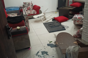 Living room vandalised by IDF