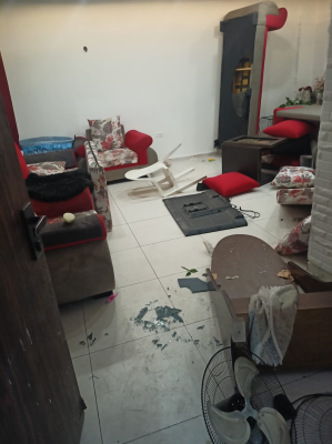 Living room vandalised by IDF