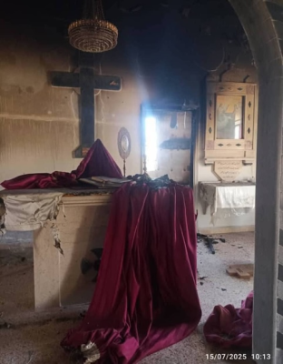 Damage at St Michael's Melkite Greek-Catholic Church (© ACN).