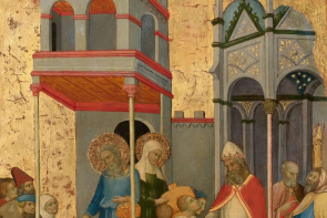 Joachim and Anna Giving Food to the Poor and Offerings to the Temple,  by Andrea di Bartolo,  1405 © National Gallery of Art, Washington