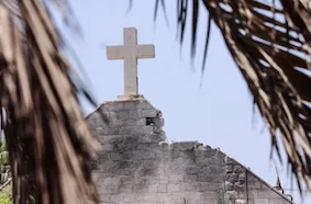 Damaged roof of Holy Family Church. Image: ACN