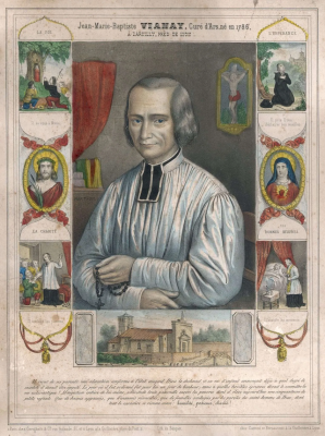 Jean-Marie-Baptiste Vianney, Curé d'Ars,  hand-coloured print  © Alamy