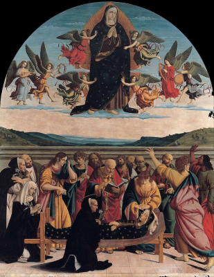 The Assumption of the Blessed Virgin and her death below, by Cola dell'Amatrice 1515 - 1516. Oil on panel. © Capitoline Museums, Rome