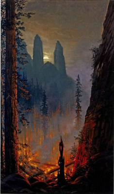 Yosemite (Forest Fire in Moonlit Landscape) by Jules Tavernier, 1881 © Oakland Museum of California