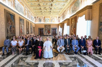 Pope with French officials. Image: Vatican Media