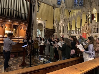 St Dominic's choir practicing.