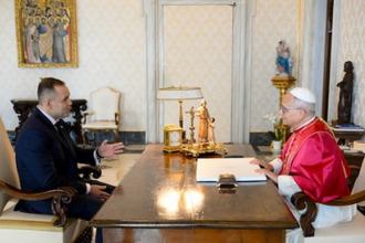 Karol Nawrocki, President of Poland with Pope Leo   @Vatican Media