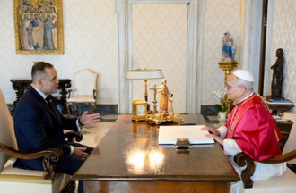 Karol Nawrocki, President of Poland with Pope Leo @Vatican Media
