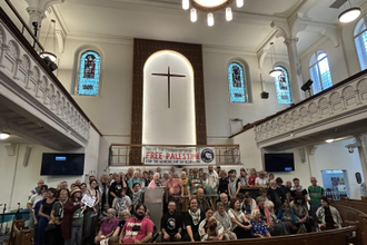 Congregation pictured before joining the march